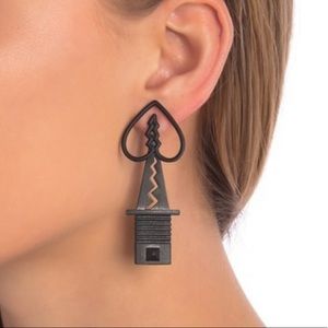 Valentino black post dagger and heart earring